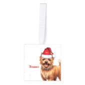 オーストラリアのテリア犬の2つの写真クリスマスホリデー キューブオーナメント (正面)