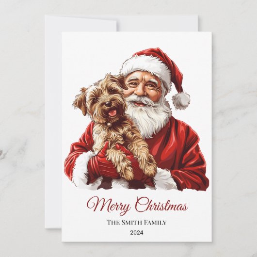 オーストラリアのテリア犬サンタクロースのクリスマス シーズンカード (正面)