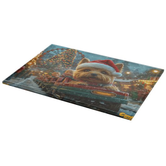 オーストラリアのテリア犬ローラーコースターのクリスマス カッティングボード (角)