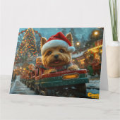 オーストラリアのテリア犬ローラーコースターのクリスマス カード (正面)