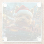 オーストラリアのテリア犬ローラーコースターのクリスマス ガラスコースター (裏面)