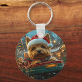 オーストラリアのテリア犬ローラーコースターのクリスマス キーホルダー (正面)