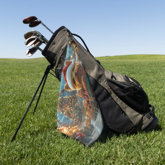 オーストラリアのテリア犬ローラーコースターのクリスマス ゴルフタオル (グリーン)