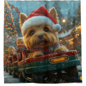 オーストラリアのテリア犬ローラーコースターのクリスマス シャワーカーテン (正面)