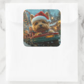 オーストラリアのテリア犬ローラーコースターのクリスマス スクエアシール (バッグ)