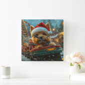 オーストラリアのテリア犬ローラーコースターのクリスマス スクエア壁時計 (ホーム)