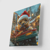 オーストラリアのテリア犬ローラーコースターのクリスマス スクエア壁時計 (傾斜)