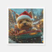 オーストラリアのテリア犬ローラーコースターのクリスマス スタンダードカクテルナプキン (正面)