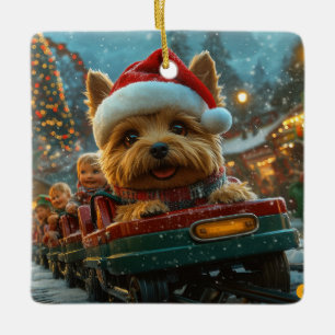 オーストラリアのテリア犬ローラーコースターのクリスマス セラミックオーナメント