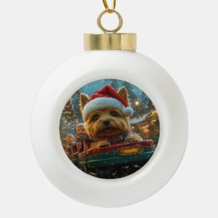 オーストラリアのテリア犬ローラーコースターのクリスマス セラミックボールオーナメント