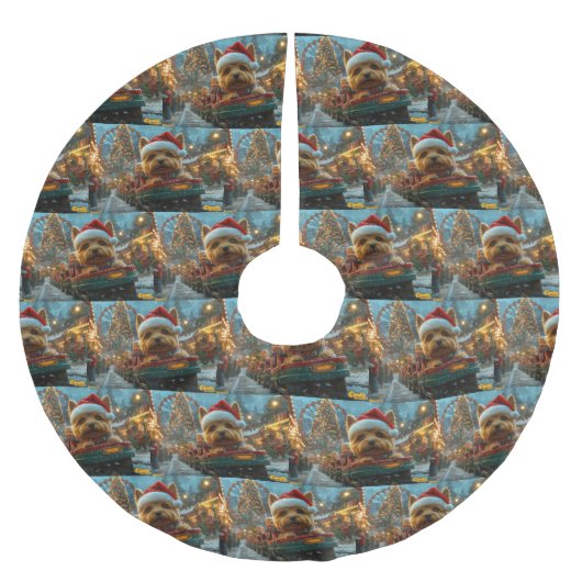 オーストラリアのテリア犬ローラーコースターのクリスマス ブラッシュドポリエステルツリースカート (正面)