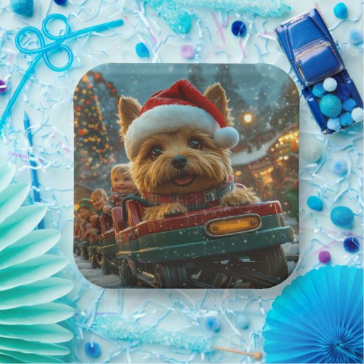 オーストラリアのテリア犬ローラーコースターのクリスマス ペーパープレート (パーティー)