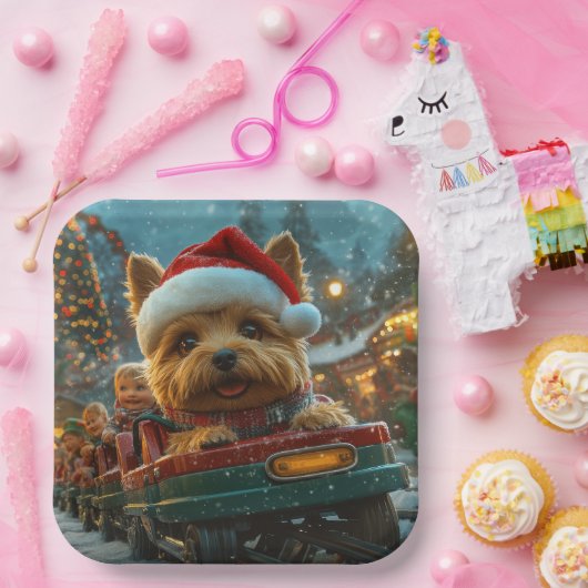 オーストラリアのテリア犬ローラーコースターのクリスマス ペーパープレート (パーティー)