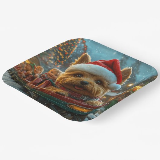 オーストラリアのテリア犬ローラーコースターのクリスマス ペーパープレート (傾斜あり)