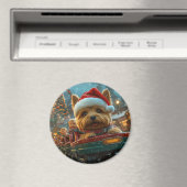 オーストラリアのテリア犬ローラーコースターのクリスマス マグネット (インサイチュ (食洗機))