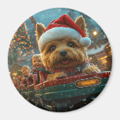 オーストラリアのテリア犬ローラーコースターのクリスマス マグネット (正面)