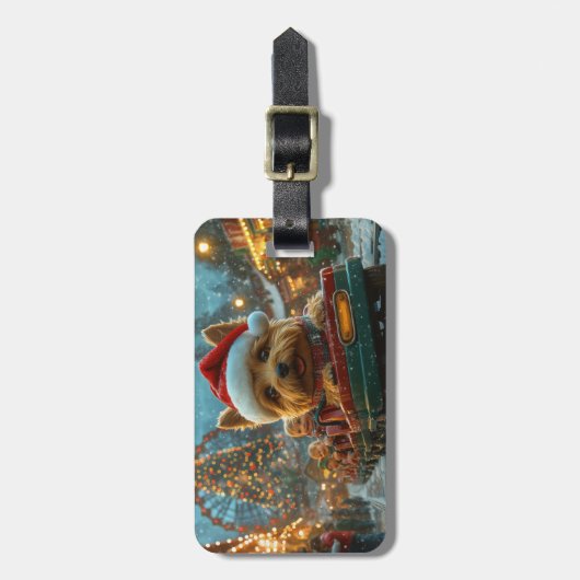オーストラリアのテリア犬ローラーコースターのクリスマス ラゲッジタグ (正面縦)