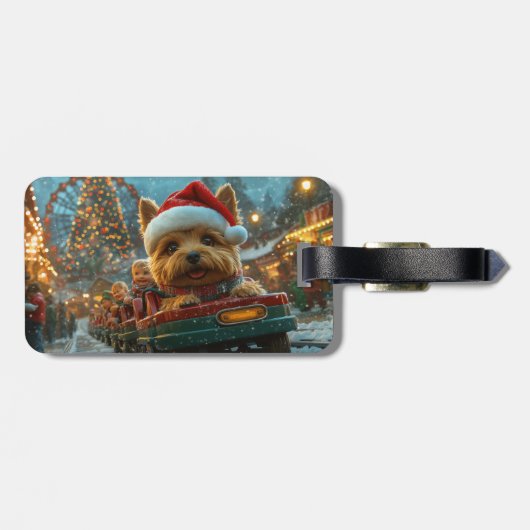 オーストラリアのテリア犬ローラーコースターのクリスマス ラゲッジタグ (裏面横)