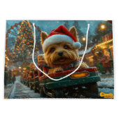 オーストラリアのテリア犬ローラーコースターのクリスマス ラージペーパーバッグ (正面)