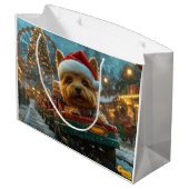 オーストラリアのテリア犬ローラーコースターのクリスマス ラージペーパーバッグ (裏面アングル)