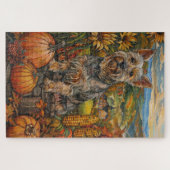 オーストラリアのテリア秋の収穫感謝祭 ジグソーパズル (横)