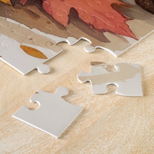 オーストラリアのテリア紅葉感謝祭アート ジグソーパズル (側面)