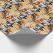 オーストラリアのテリア紅葉感謝祭アート ラッピングペーパー (角)