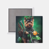 オーストラリアのテリア車でバイクを運転する聖パトリックの日 マグネット (正面/裏面)