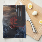 オーストラリアのテリア雪そりのクリスマスデコール キッチンタオル (四つ折り)