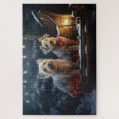 オーストラリアのテリア雪そりのクリスマスデコール ジグソーパズル (縦)