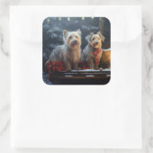 オーストラリアのテリア雪そりのクリスマスデコール スクエアシール (バッグ)