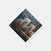 オーストラリアのテリア雪そりのクリスマスデコール スタンダードカクテルナプキン (角)