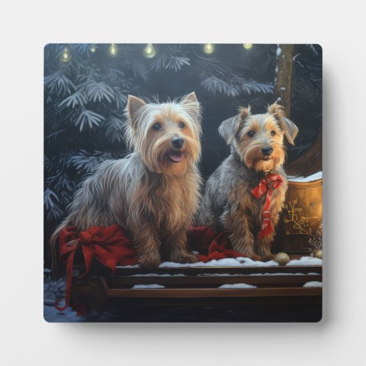オーストラリアのテリア雪そりのクリスマスデコール フォトプラーク (正面)