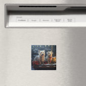 オーストラリアのテリア雪そりのクリスマスデコール マグネット (インサイチュ (食洗機))