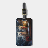 オーストラリアのテリア雪そりのクリスマスデコール ラゲッジタグ (正面縦)