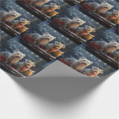 オーストラリアのテリア雪そりのクリスマスデコール ラッピングペーパー (角)