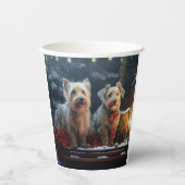 オーストラリアのテリア雪そりのクリスマスデコール 紙コップ (正面)