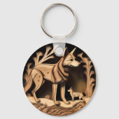 オーストラリアのディンゴの木彫 キーホルダー (正面)