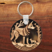 オーストラリアのディンゴの木彫 キーホルダー (正面)