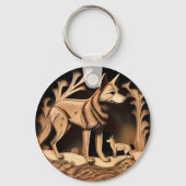 オーストラリアのディンゴの木彫 キーホルダー (裏面)