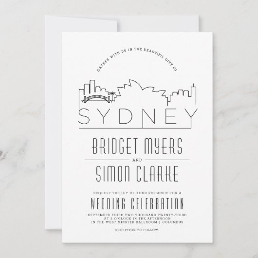 オーストラリアのデコ結婚スカイライン、シドニー 招待状 (正面)
