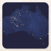 オーストラリアのナイトライトを衛星。 スクエアペーパーコースター (正面)