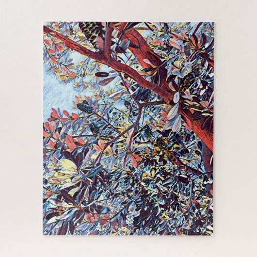 オーストラリアのバンクシアの木の先住民植物 ジグソーパズル (縦)