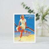 オーストラリアのビーチ、海岸の若者、ヴィンテージ ポストカード (スタンド正面)