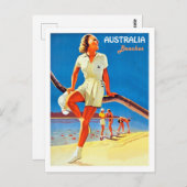 オーストラリアのビーチ、海岸の若者、ヴィンテージ ポストカード (正面/裏面)