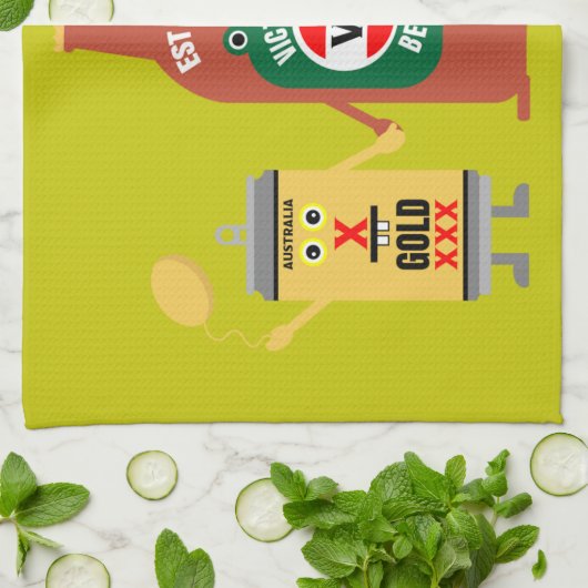 オーストラリアのビール愛好家と飲み物 キッチンタオル (折り畳み)