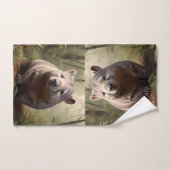 オーストラリアのブッシュランドにあるオージー・ウォンバット。 ハンドタオル (ハンドタオル)