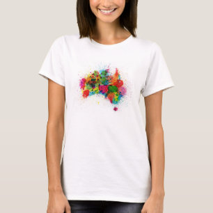オーストラリアのペンキは地図をはねかけます Tシャツ