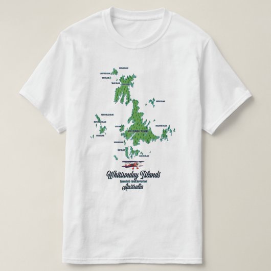 オーストラリアのホイットサンデー諸島の地図ポスター Tシャツ (デザイン正面)
