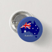 オーストラリアのボタン、地図、愛国的なオーストラリア国旗 缶バッジ (正面&裏面)